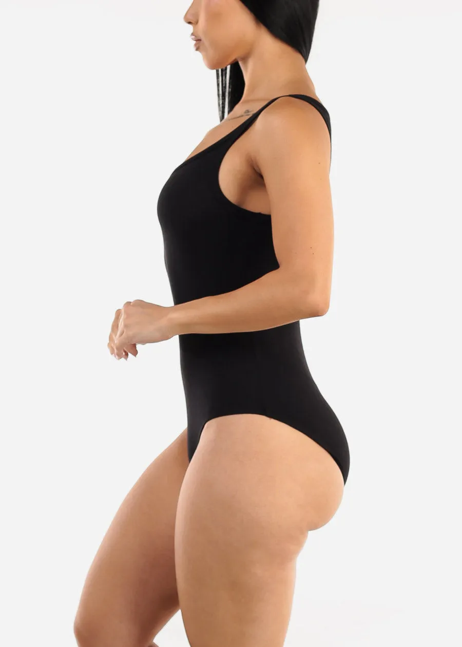 Black Sleeveless Scoop Neck Ribbed Bodysuit sold by Moda product image thumbnail 3