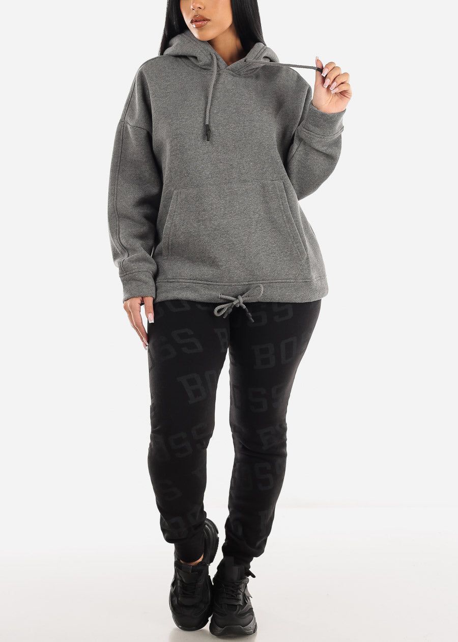 Oversized Long Sleeve Fleece Pullover Hoodie Charcoal sold by Moda product image thumbnail 2