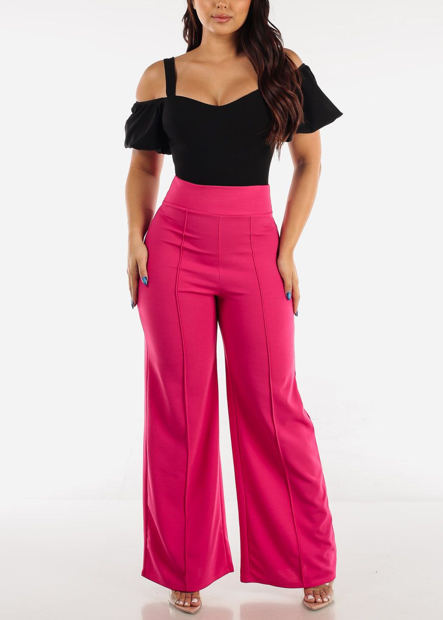High Waisted Wide Legged Pants Fuchsia sold by Moda product image thumbnail 3
