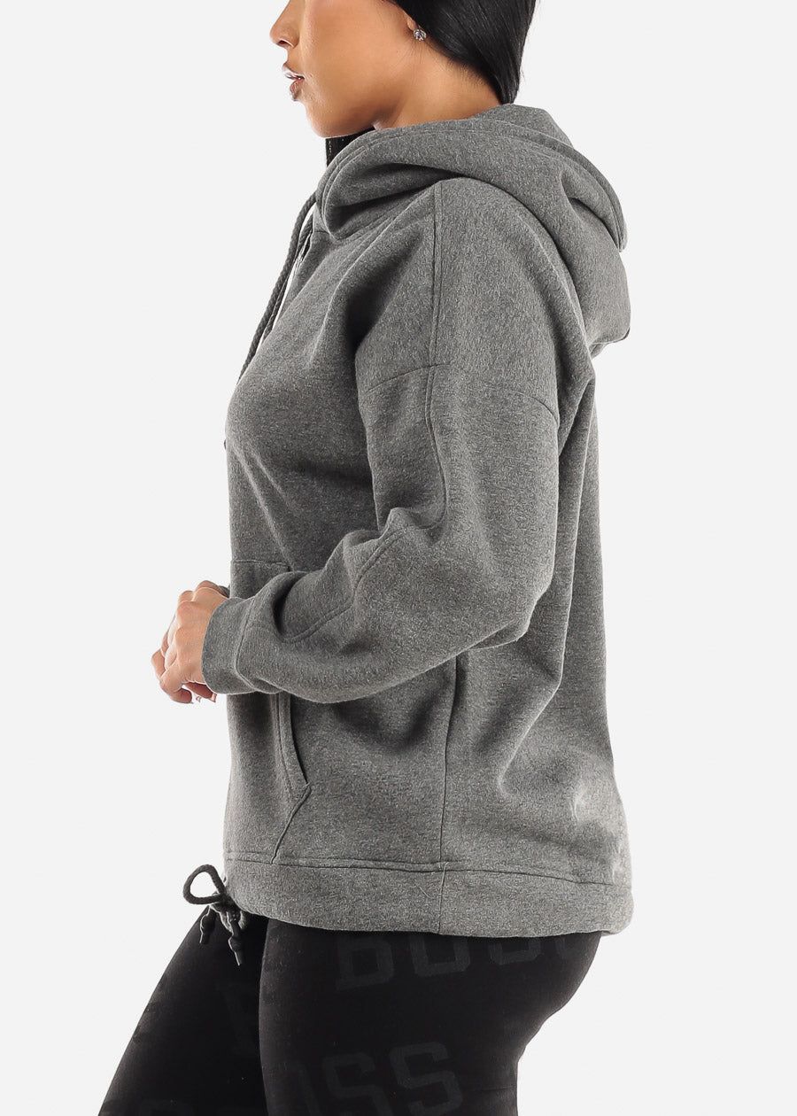 Oversized Long Sleeve Fleece Pullover Hoodie Charcoal sold by Moda product image thumbnail 3