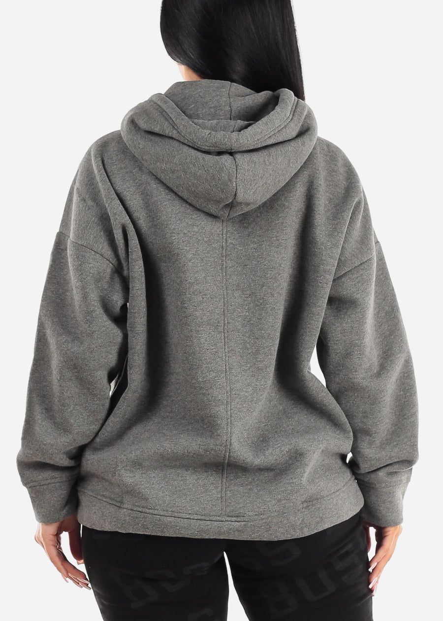 Oversized Long Sleeve Fleece Pullover Hoodie Charcoal sold by Moda product image thumbnail 4