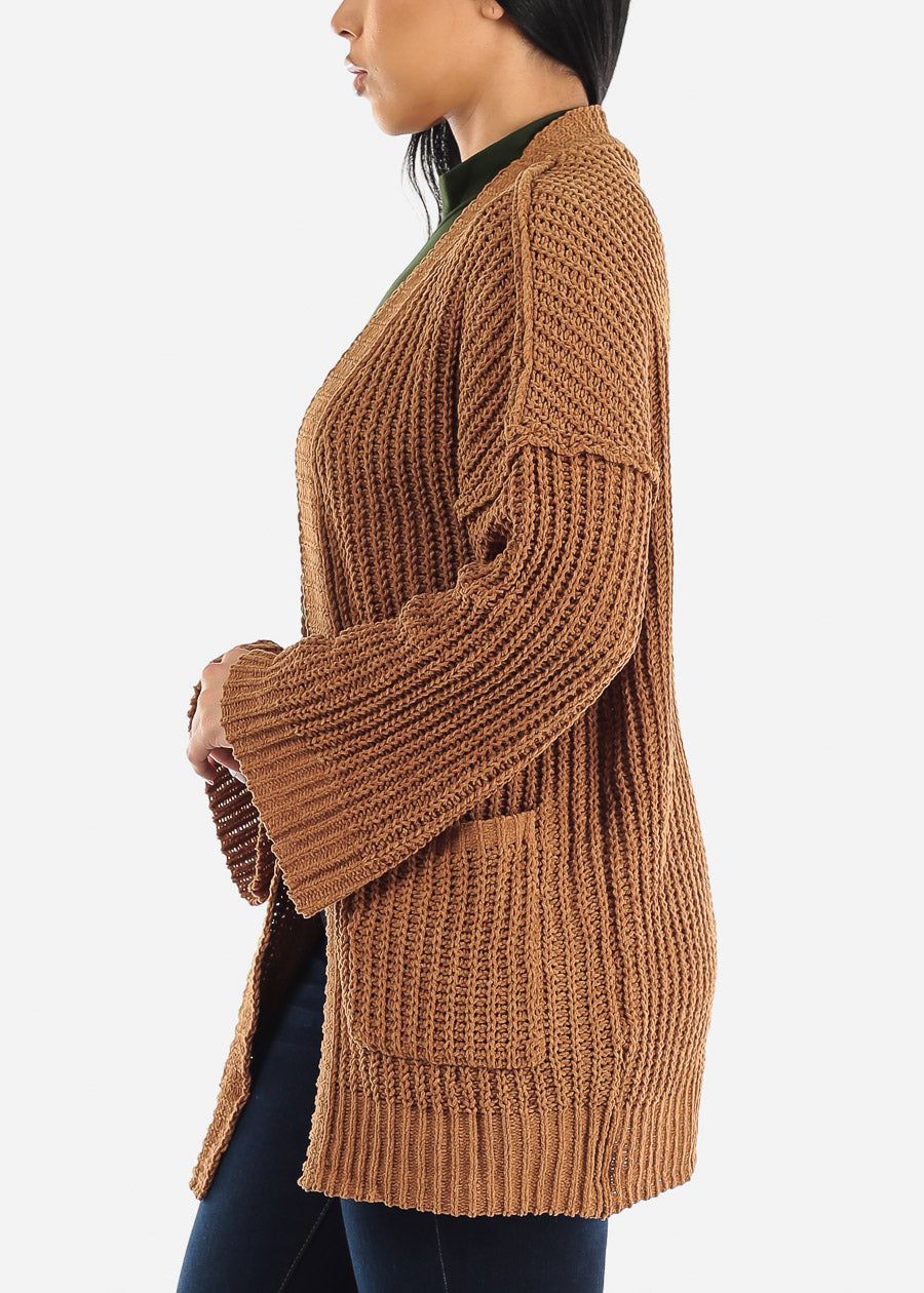 Long Sleeve Soft Knit Maxi Cardigan Camel w Pockets sold by Moda product image thumbnail 3