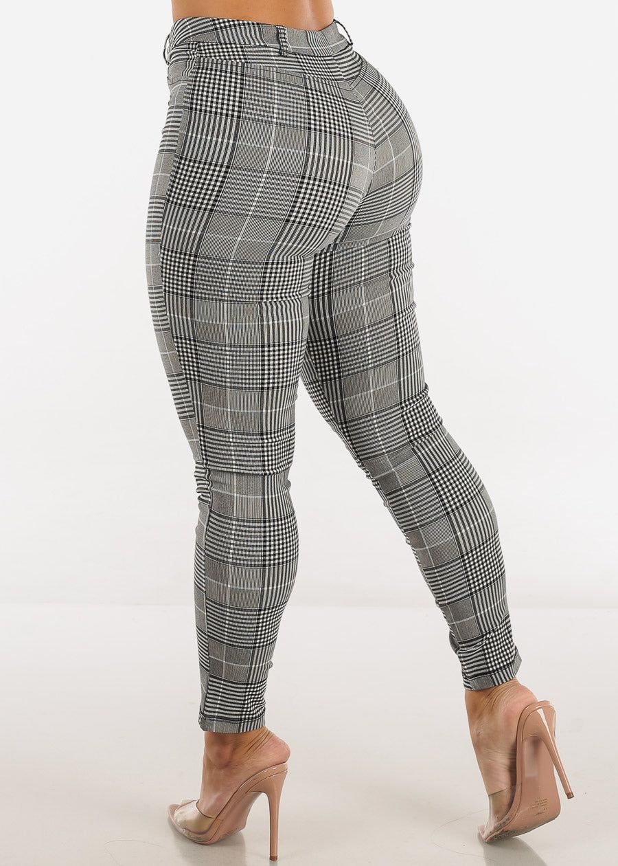 High Waist Black Plaid Skinny Pants sold by Moda product image thumbnail 4