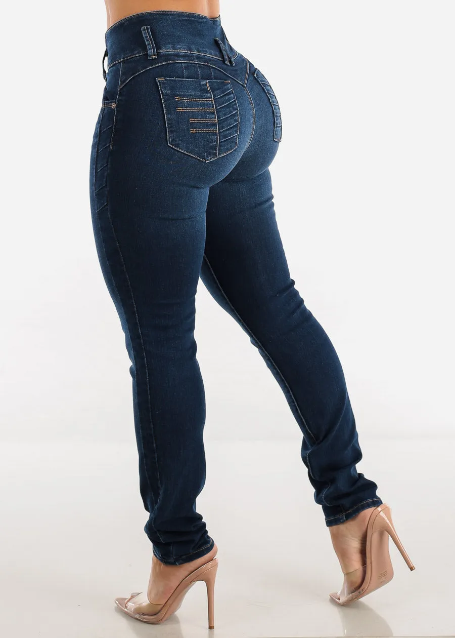 MX JEANS Levantacola High Waisted Dark Blue Skinny Jeans sold by Moda product image thumbnail 5
