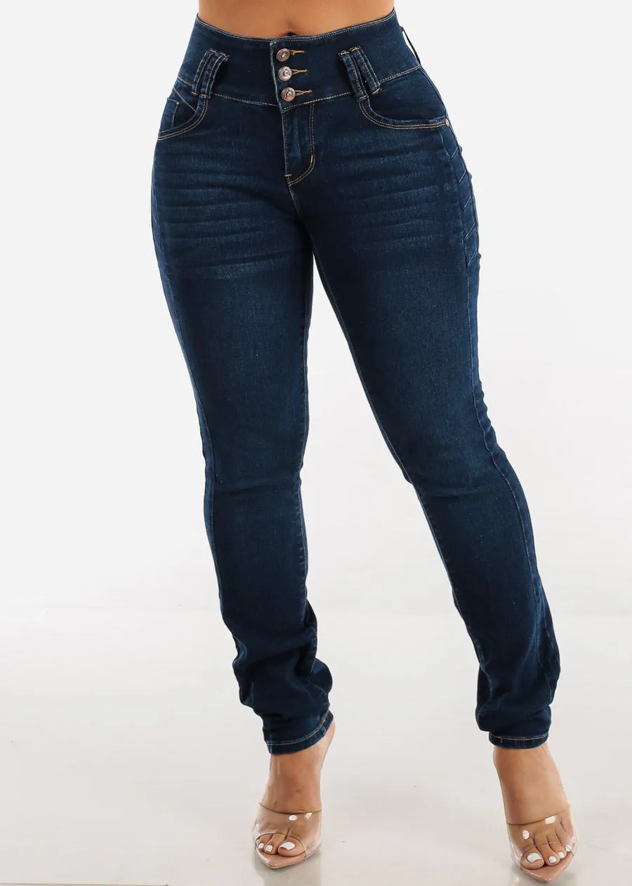 MX JEANS Levantacola High Waisted Dark Blue Skinny Jeans sold by Moda product image thumbnail 3