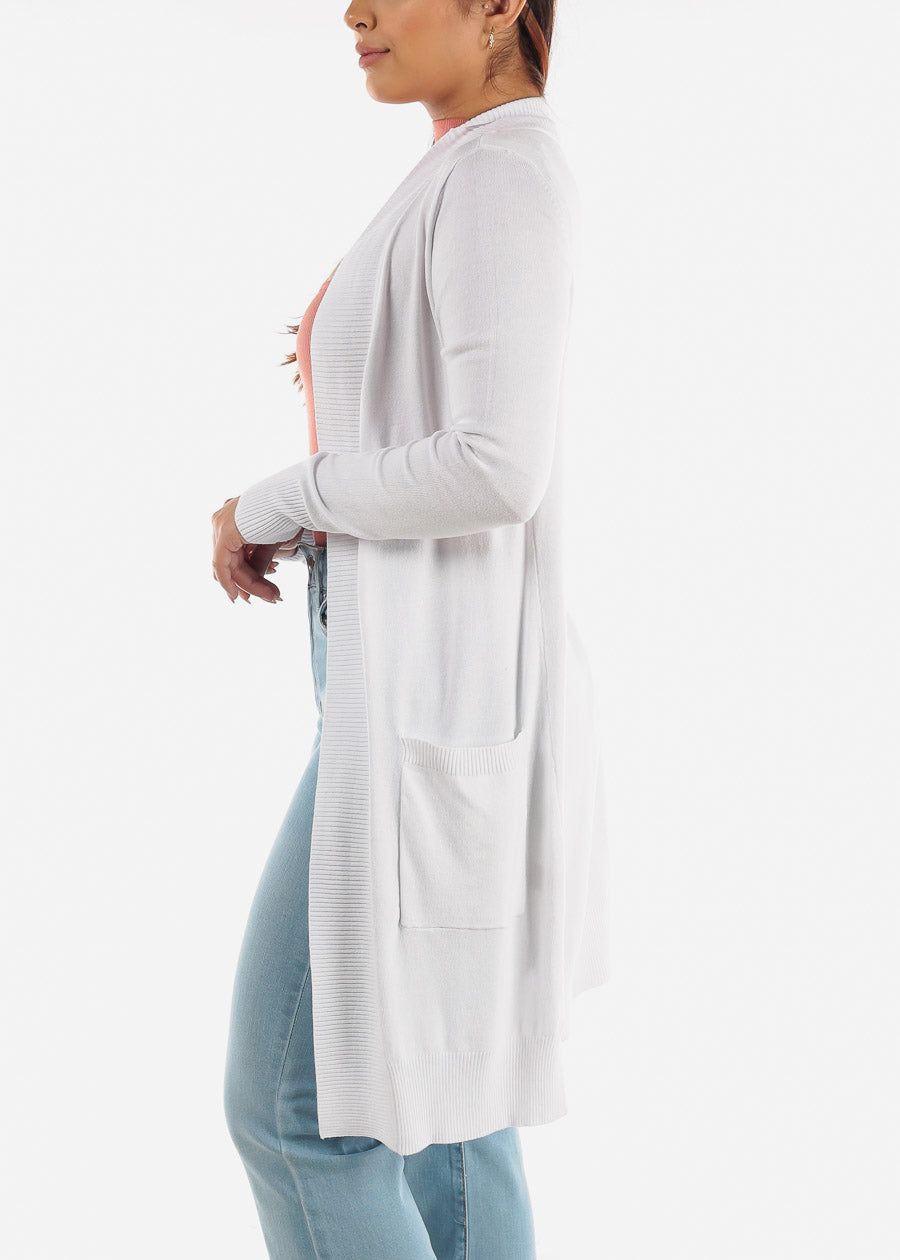 Long Sleeve White Maxi Cardigan w Pockets sold by Moda product image thumbnail 3