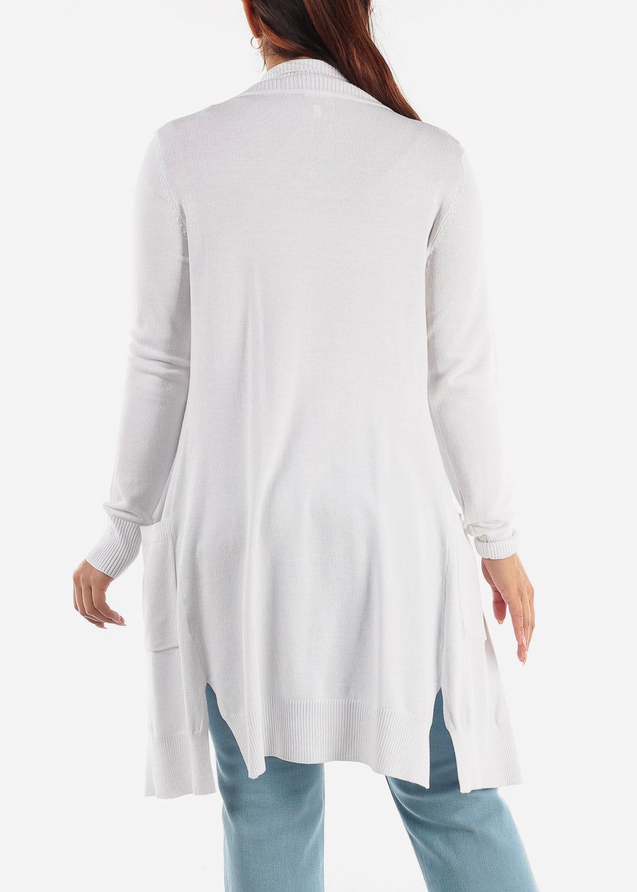 Long Sleeve White Maxi Cardigan w Pockets sold by Moda product image thumbnail 4