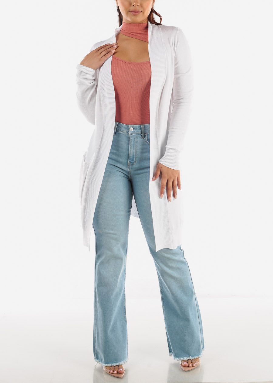 Long Sleeve White Maxi Cardigan w Pockets sold by Moda product image thumbnail 2