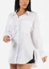 White Linen Oversized Button Down Shirt sold by Moda