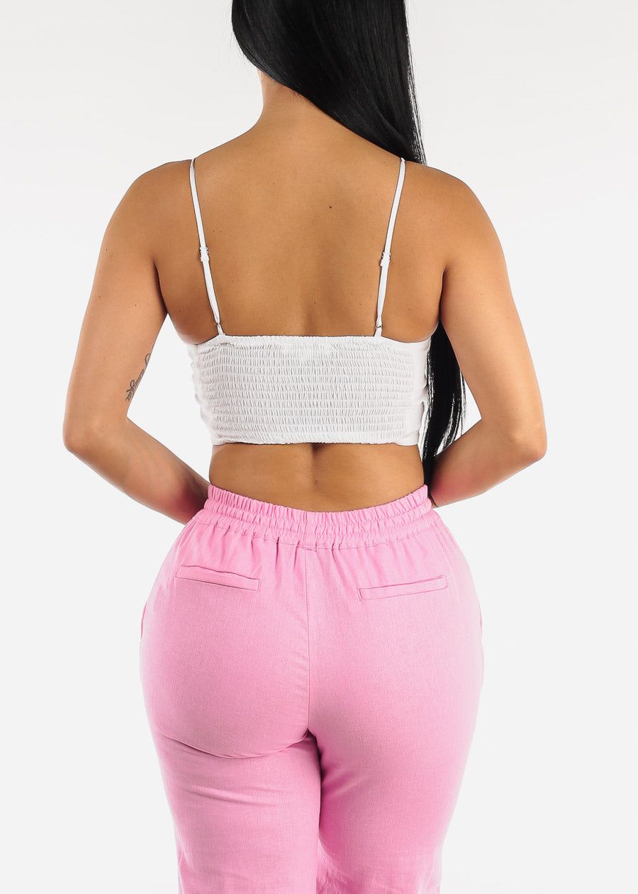 White Sleeveless Crochet Crop Top sold by Moda product image thumbnail 4