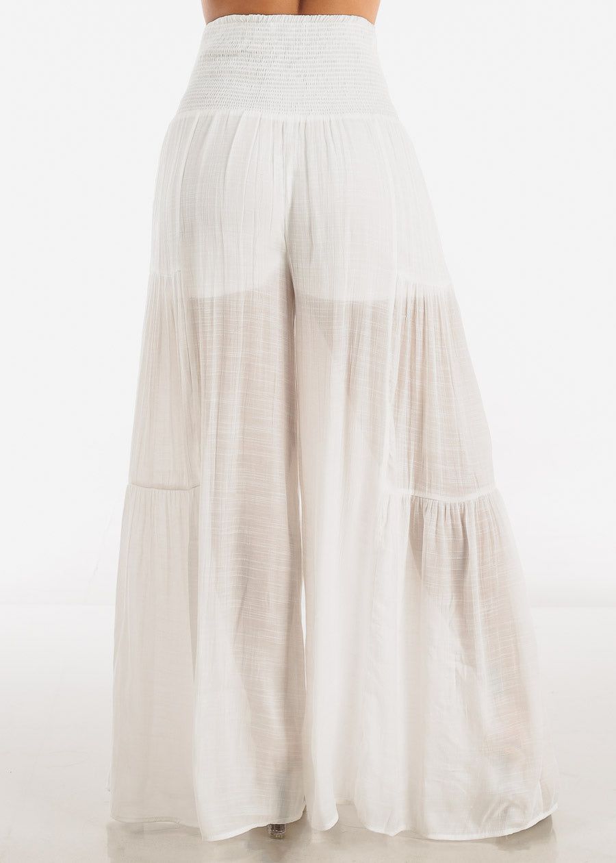 White High Rise Waist Tie Wide Leg Flare Pants sold by Moda product image thumbnail 4
