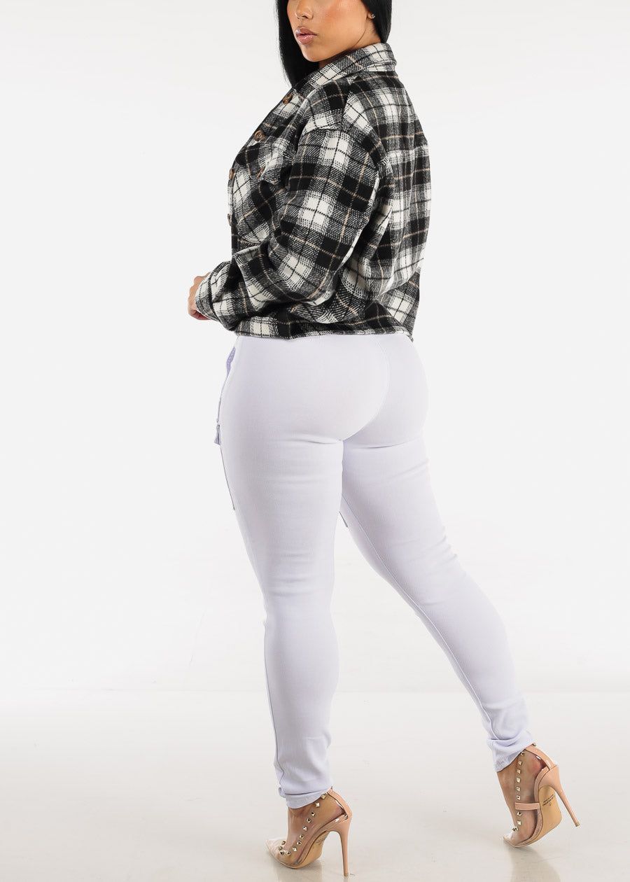 White Hyper Stretch Cargo Skinny Pants with Belt sold by Moda product image thumbnail 5