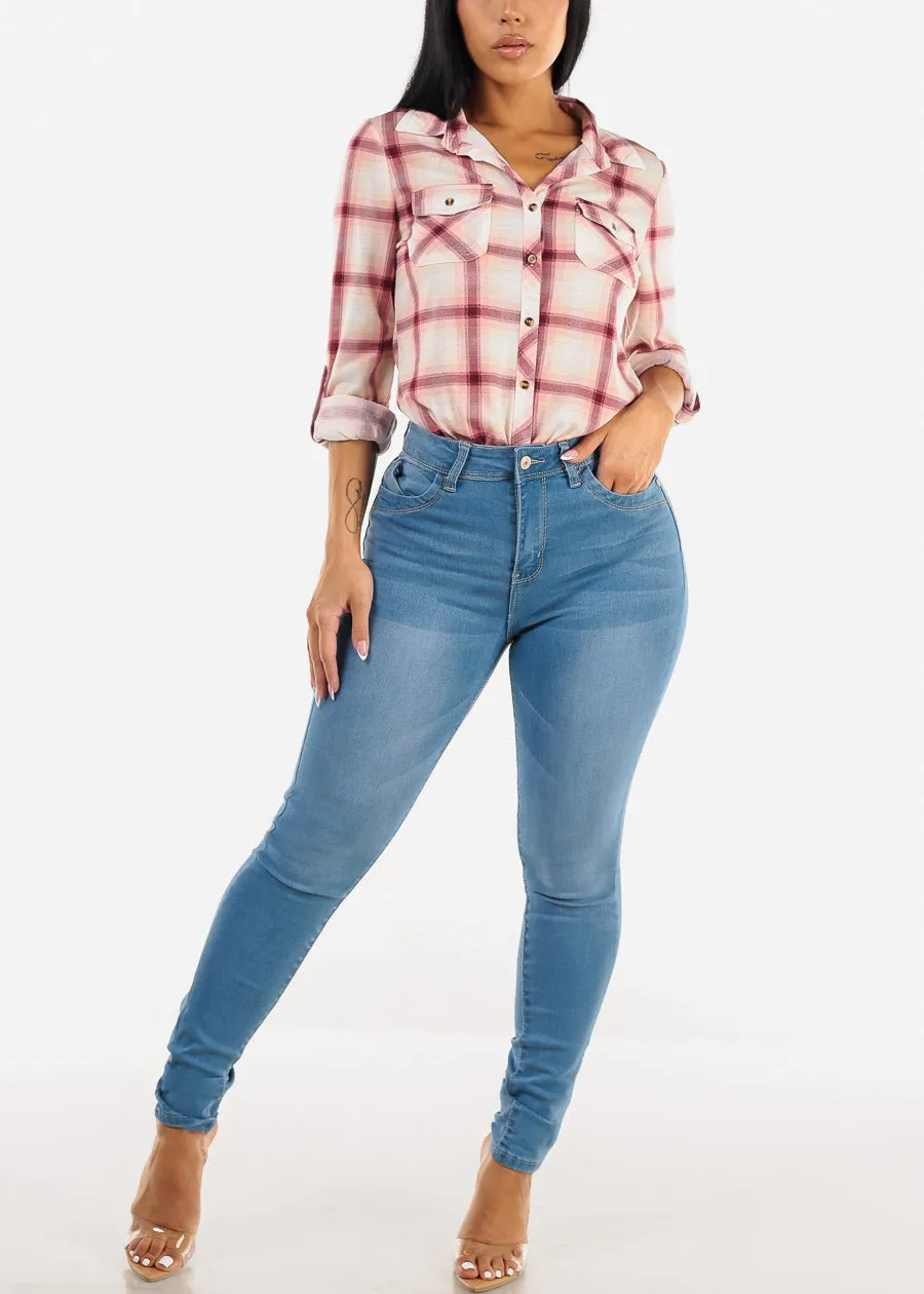 Butt Lift Super High Waist Skinny Jeans Light Blue sold by Moda product image thumbnail 2