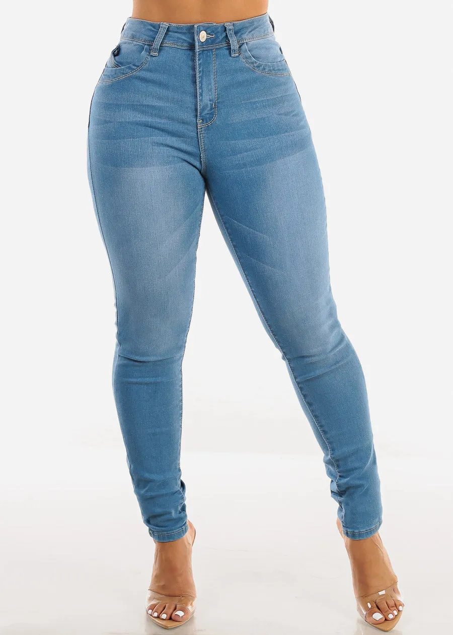 Butt Lift Super High Waist Skinny Jeans Light Blue sold by Moda product image thumbnail 3