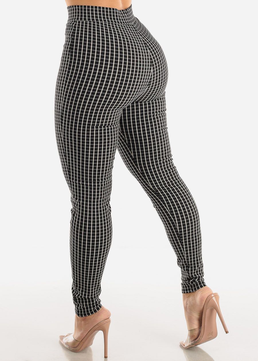 High Waisted Black Checkered Dressy Skinny Pants sold by Moda product image thumbnail 4
