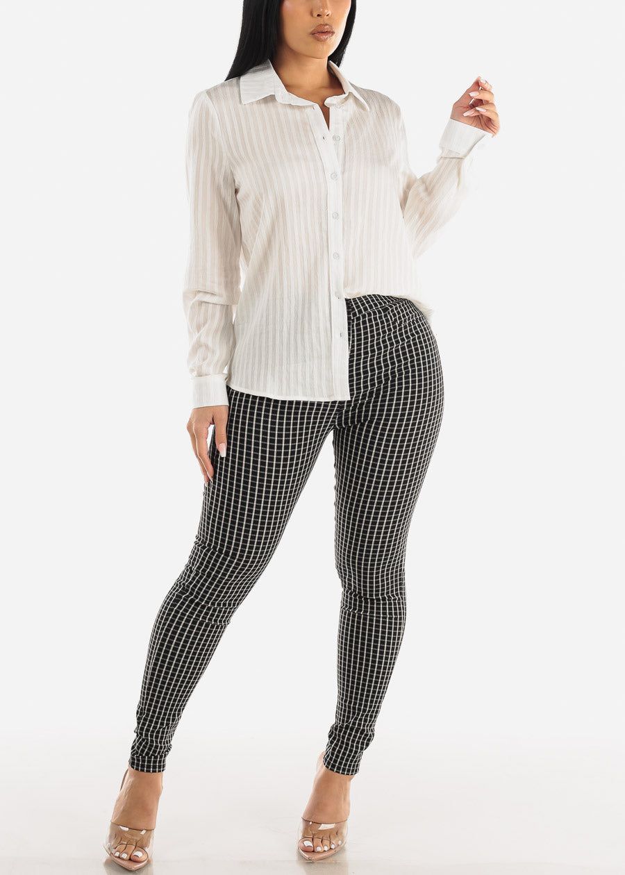 High Waisted Black Checkered Dressy Skinny Pants sold by Moda product image thumbnail 2