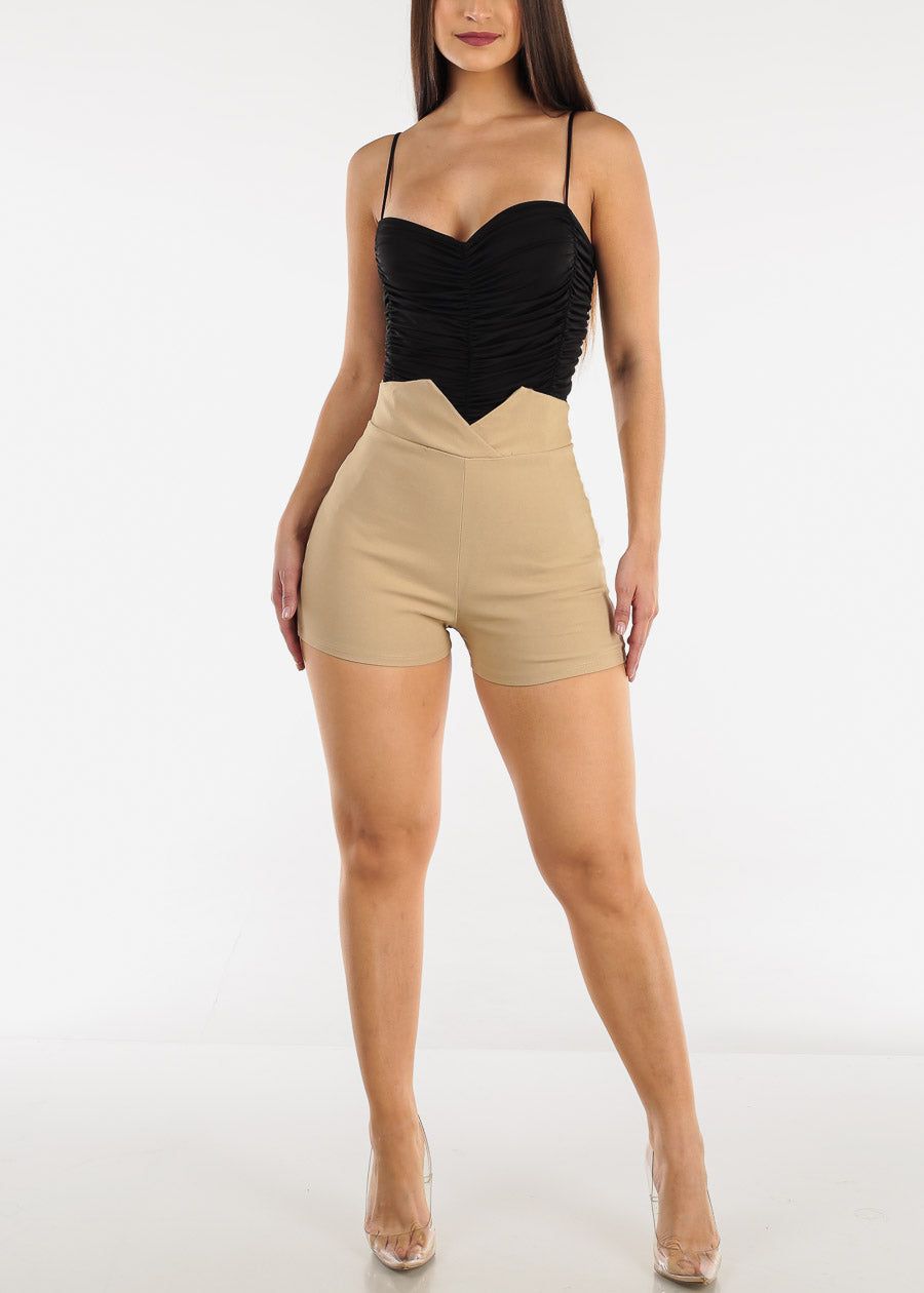Ruched Spaghetti Strap Black Bodysuit sold by Moda product image thumbnail 2