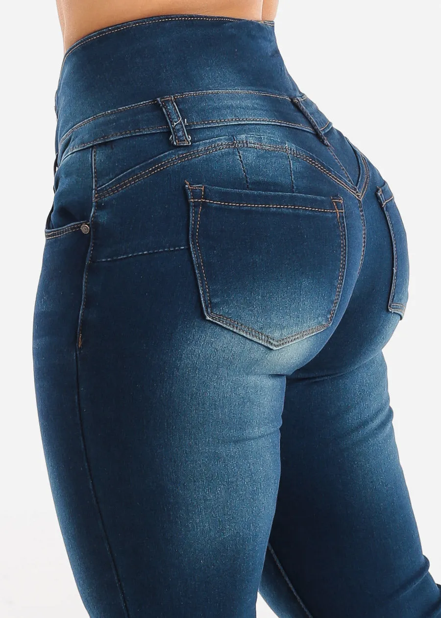 MX JEANS High Waisted Butt Lift Skinny Jeans Dark Wash sold by Moda