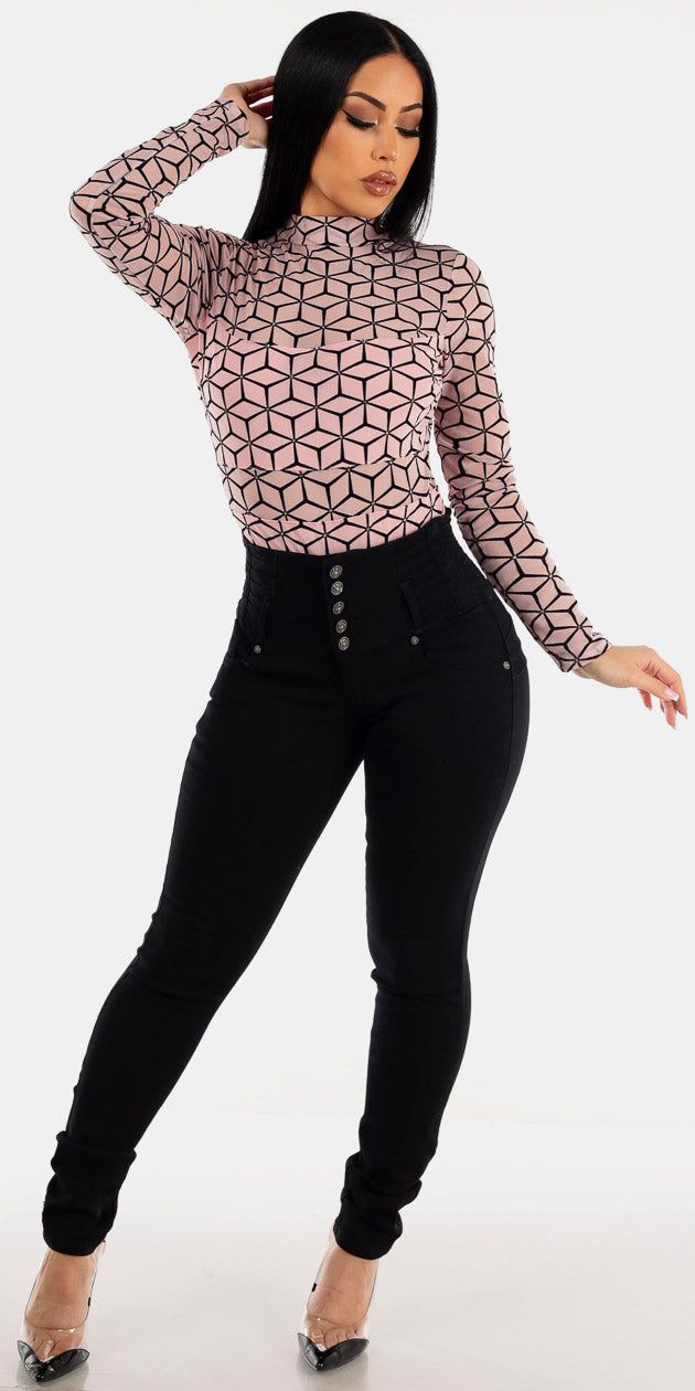 Black Denim Skinny Ensemble sold by Moda