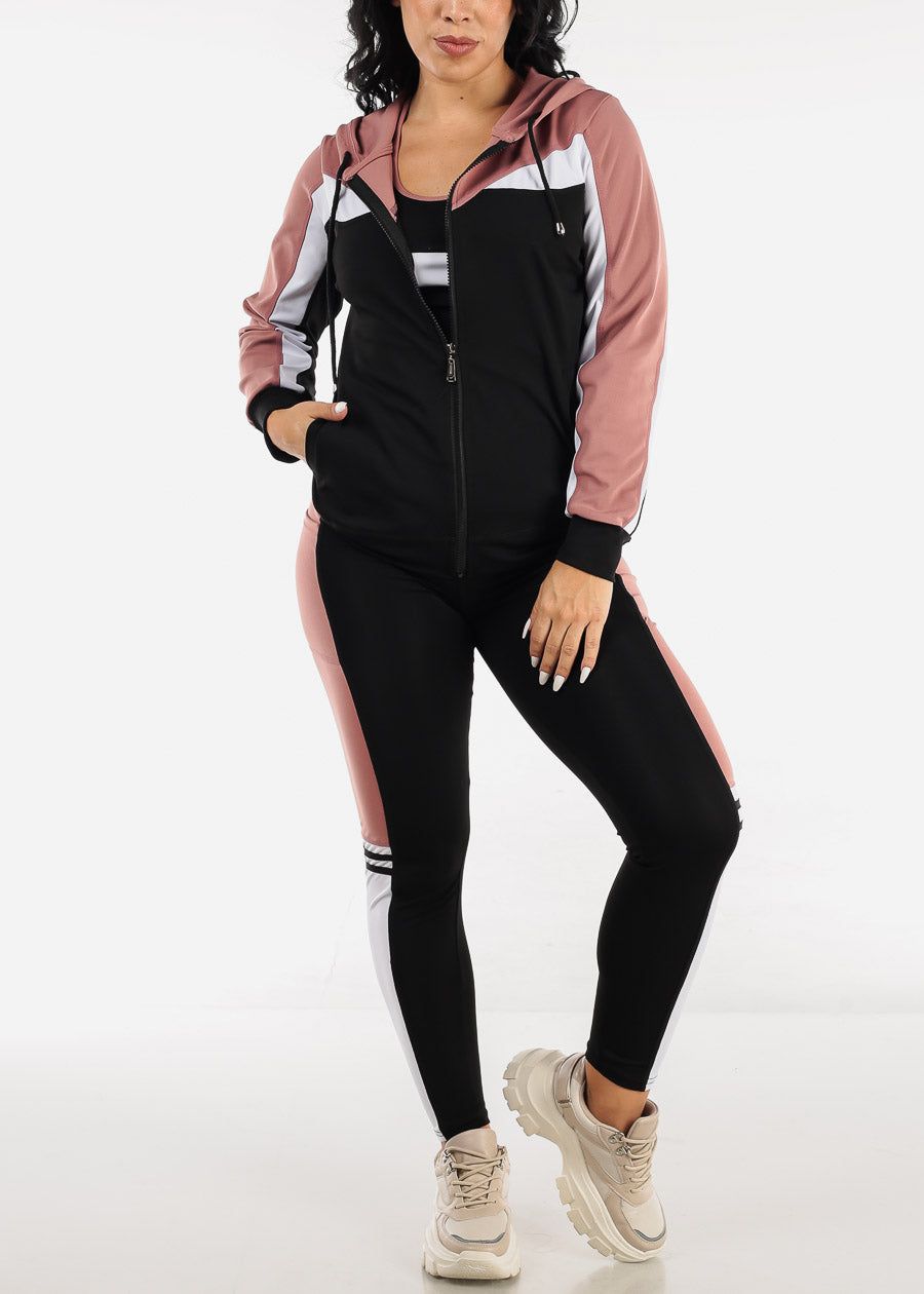 Activewear Jacket, Tank Top & Leggings Mauve & Black (3 PCE SET) sold by Moda product image thumbnail 6