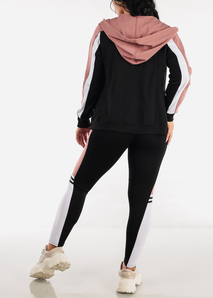 Activewear Jacket, Tank Top & Leggings Mauve & Black (3 PCE SET) sold by Moda product image thumbnail 4