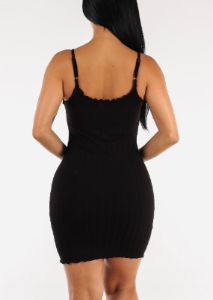 Black Sleeveless Ribbed Bodycon Mini Dress sold by Moda
