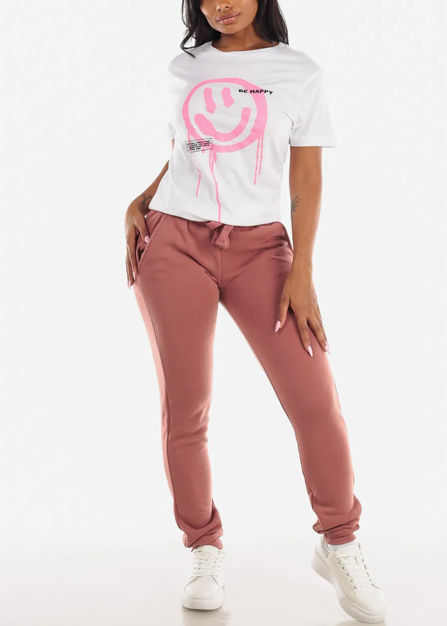 Drawstring Waist Fleece Jogger Sweatpants Mauve sold by Moda product image thumbnail 2