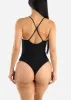 Seamless Sleeveless Ribbed Thong Bodysuit Black sold by Moda