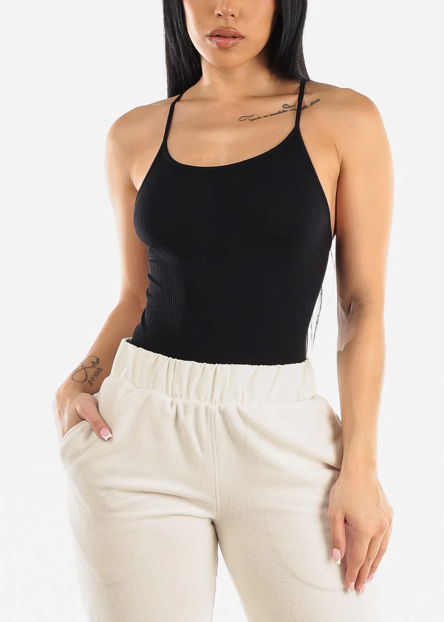 Seamless Sleeveless Ribbed Thong Bodysuit Black sold by Moda product image thumbnail 5