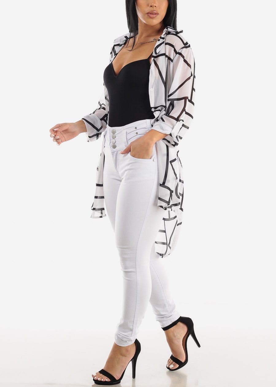 White Levantacola High Waisted Skinny Jeans sold by Moda product image thumbnail 2