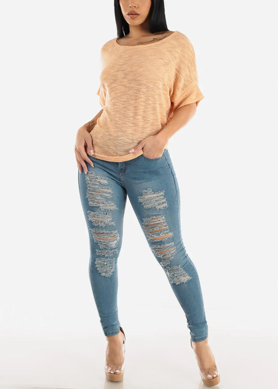 Butt Lifting Distressed Mid Rise Light Skinny Jeans sold by Moda product image thumbnail 2