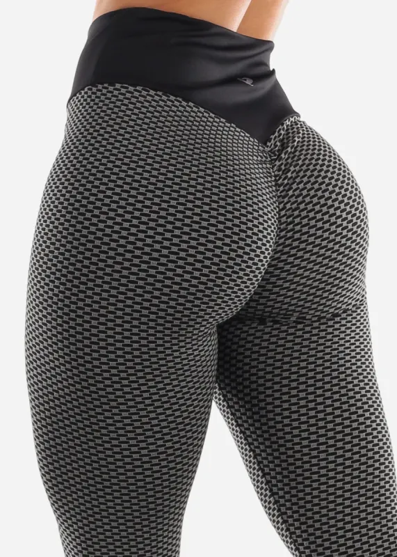 Black & Grey Push Up Leggings sold by Moda