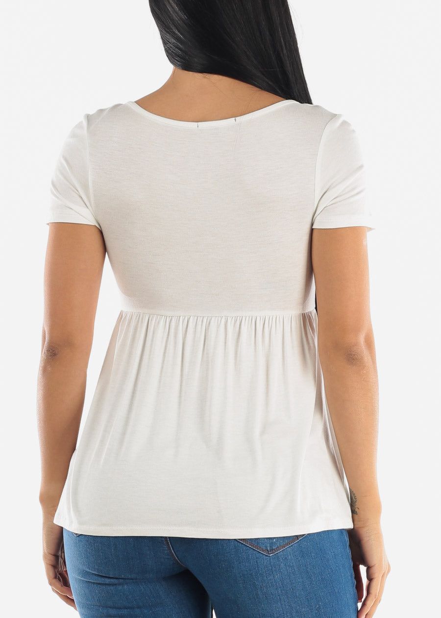 Cute White Short Sleeve Casual Top sold by Moda product image thumbnail 4