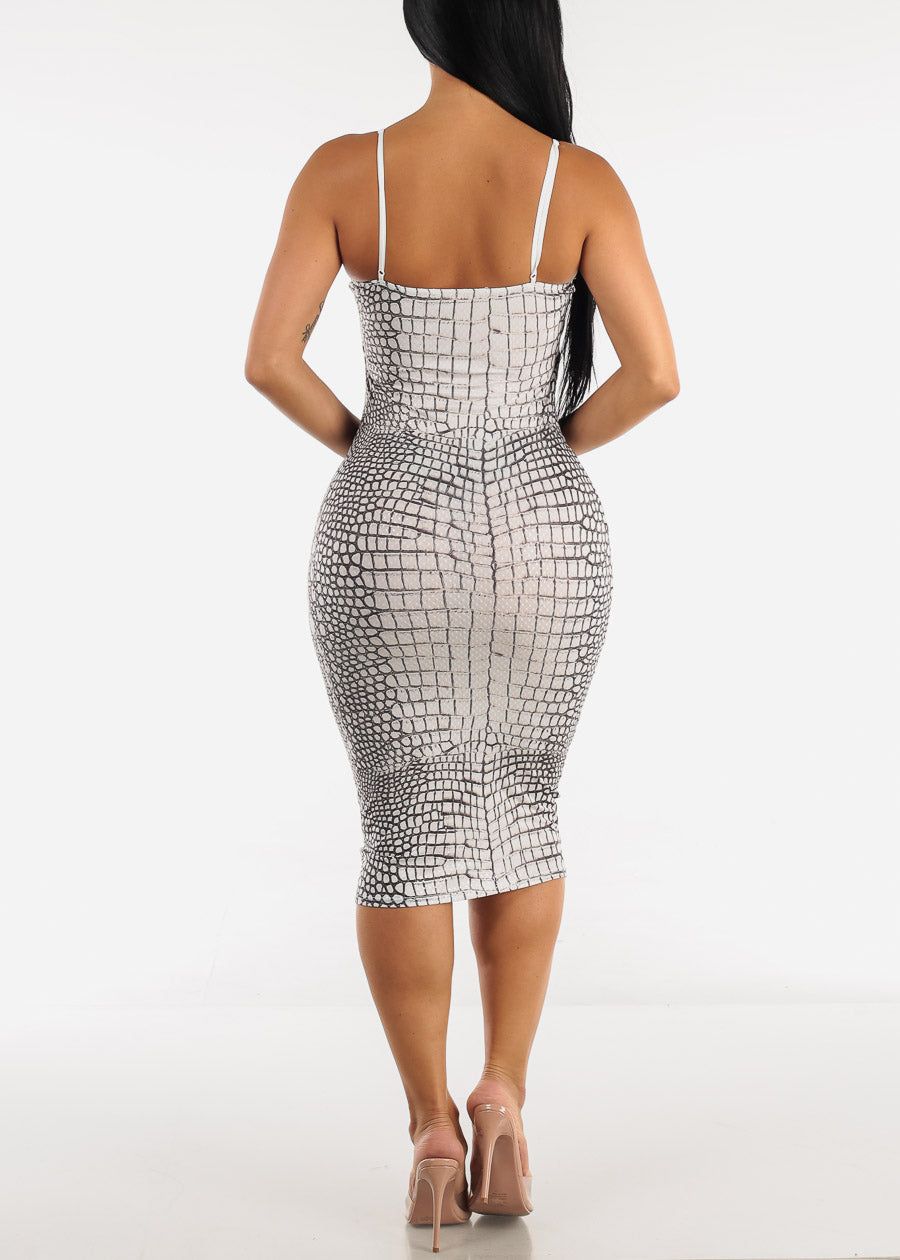 Sleeveless Printed Bodycon Midi Dress Ivory sold by Moda product image thumbnail 5