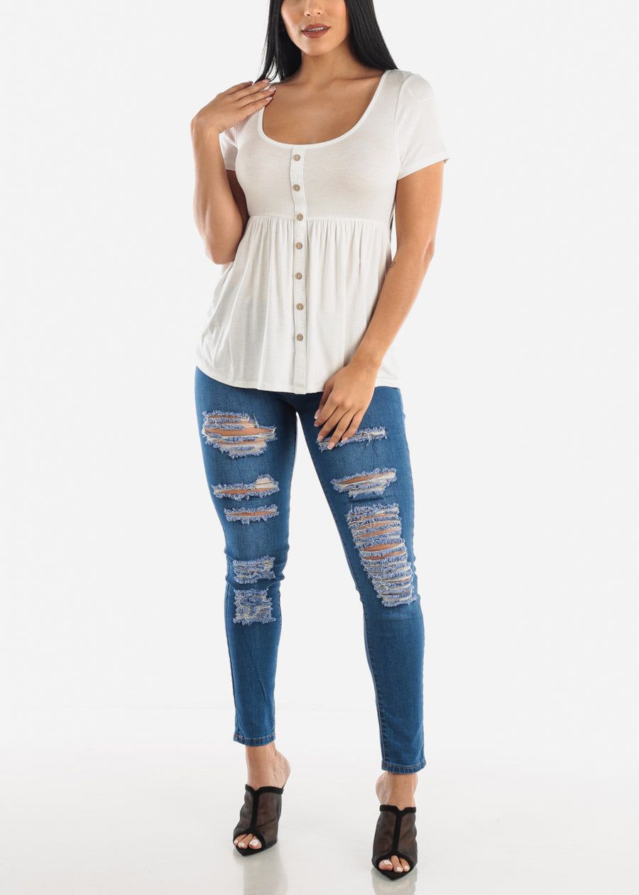 Cute White Short Sleeve Casual Top sold by Moda product image thumbnail 2