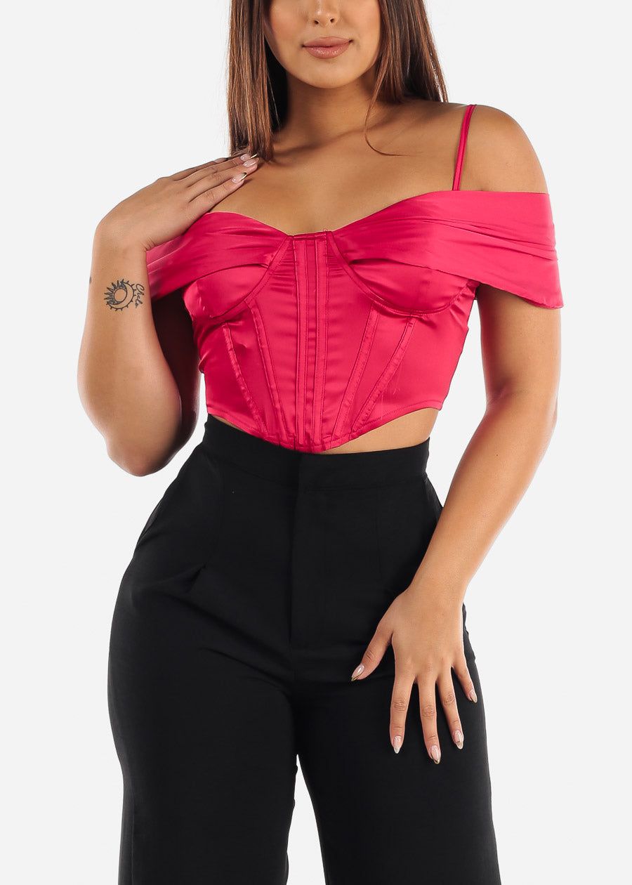 Magenta Corset Top w Drape Shoulders sold by Moda product image thumbnail 6