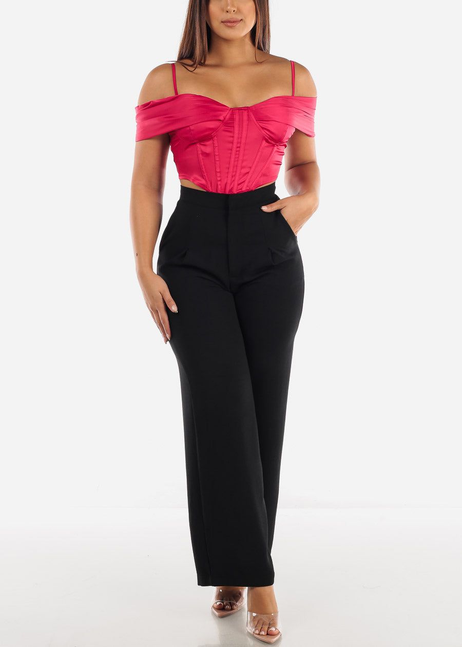 Magenta Corset Top w Drape Shoulders sold by Moda product image thumbnail 3