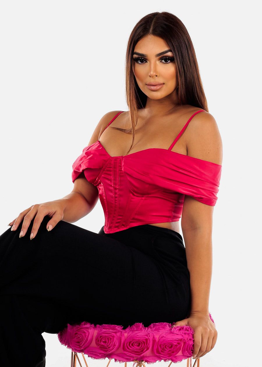 Magenta Corset Top w Drape Shoulders sold by Moda product image thumbnail 7