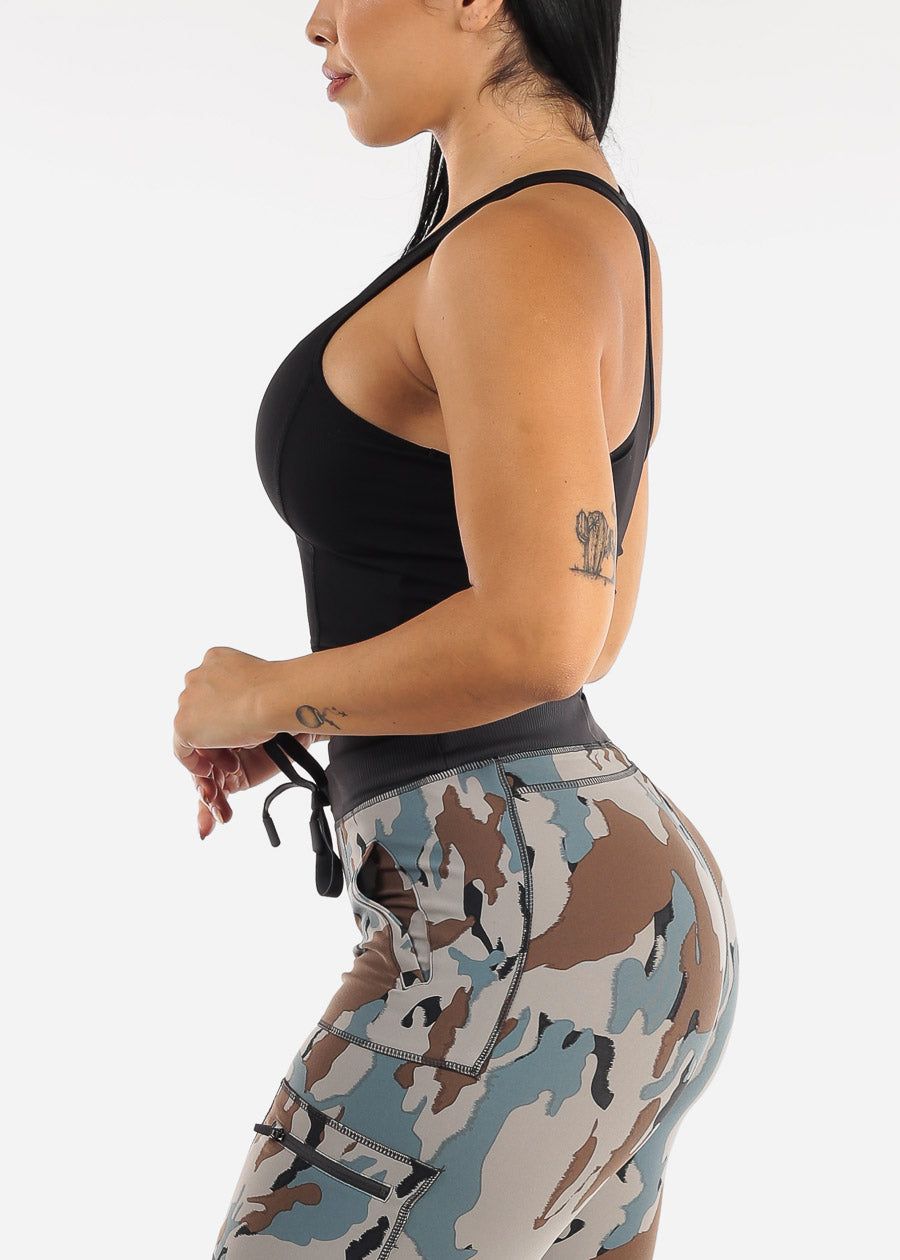 MONO B Black Ribbed Racerback Sports Bra Tank Top sold by Moda product image thumbnail 7