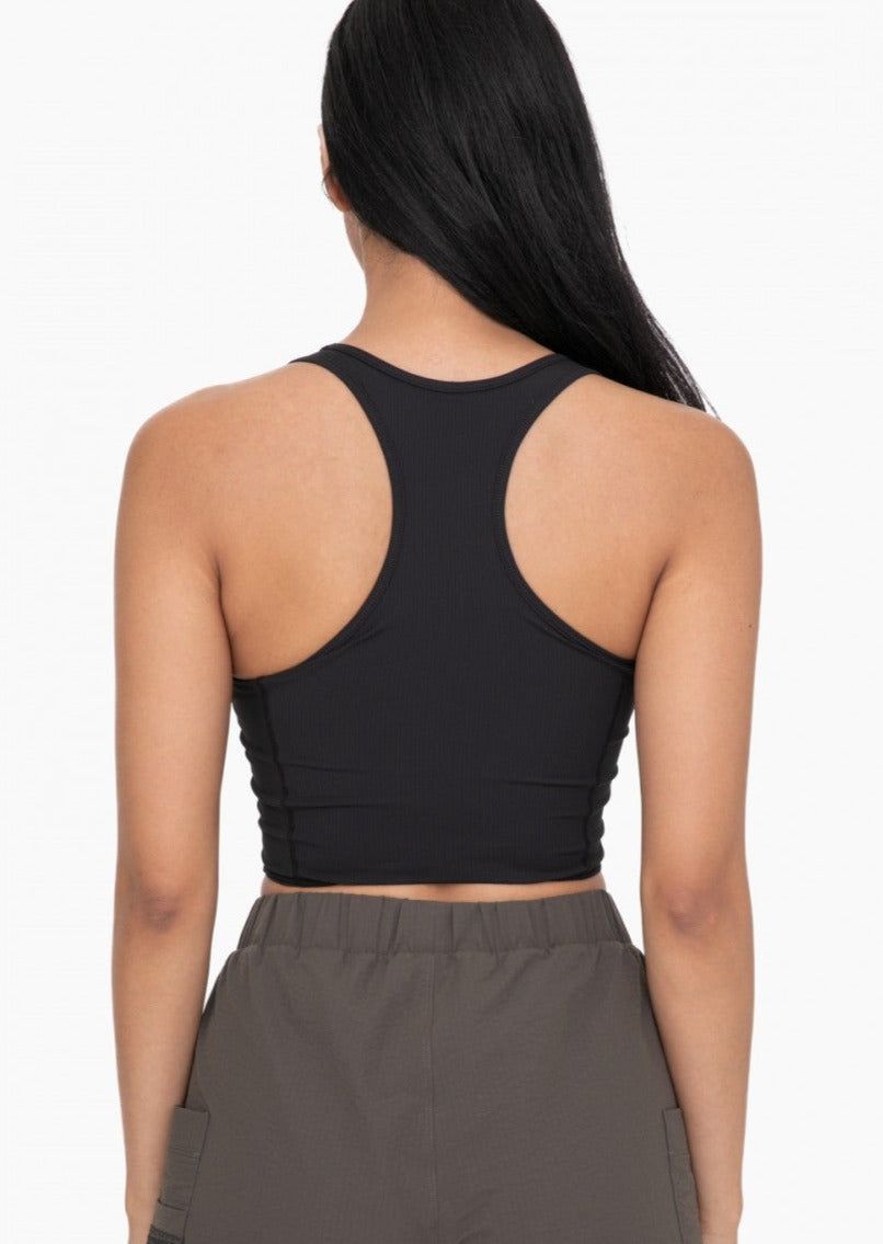 MONO B Black Ribbed Racerback Sports Bra Tank Top sold by Moda product image thumbnail 3