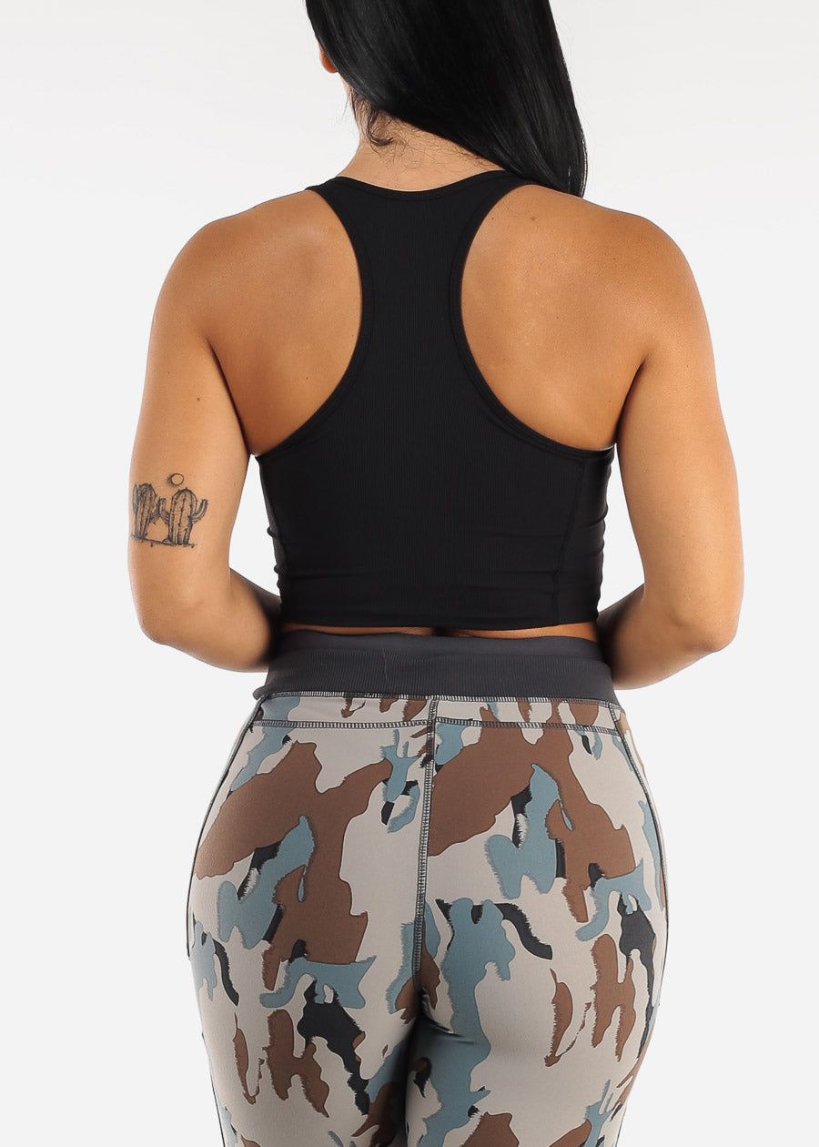 MONO B Black Ribbed Racerback Sports Bra Tank Top sold by Moda product image thumbnail 8