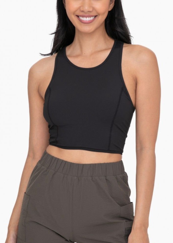 MONO B Black Ribbed Racerback Sports Bra Tank Top sold by Moda product image thumbnail 2