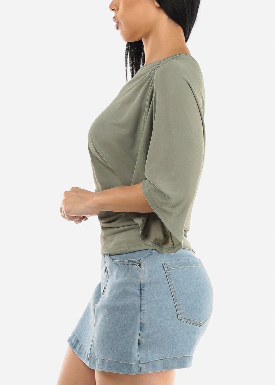 One Shoulder Sage Stretchy Blouse sold by Moda product image thumbnail 3