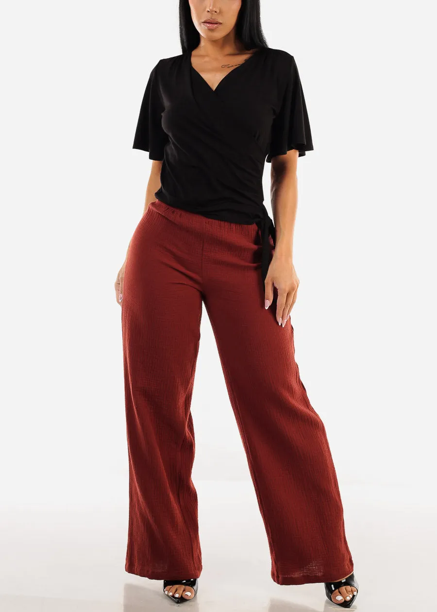 Super High Waist Wide Legged Cotton Pants Brick sold by Moda product image thumbnail 2