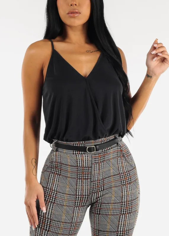 Black Sleeveless Surplice Cami Top sold by Moda