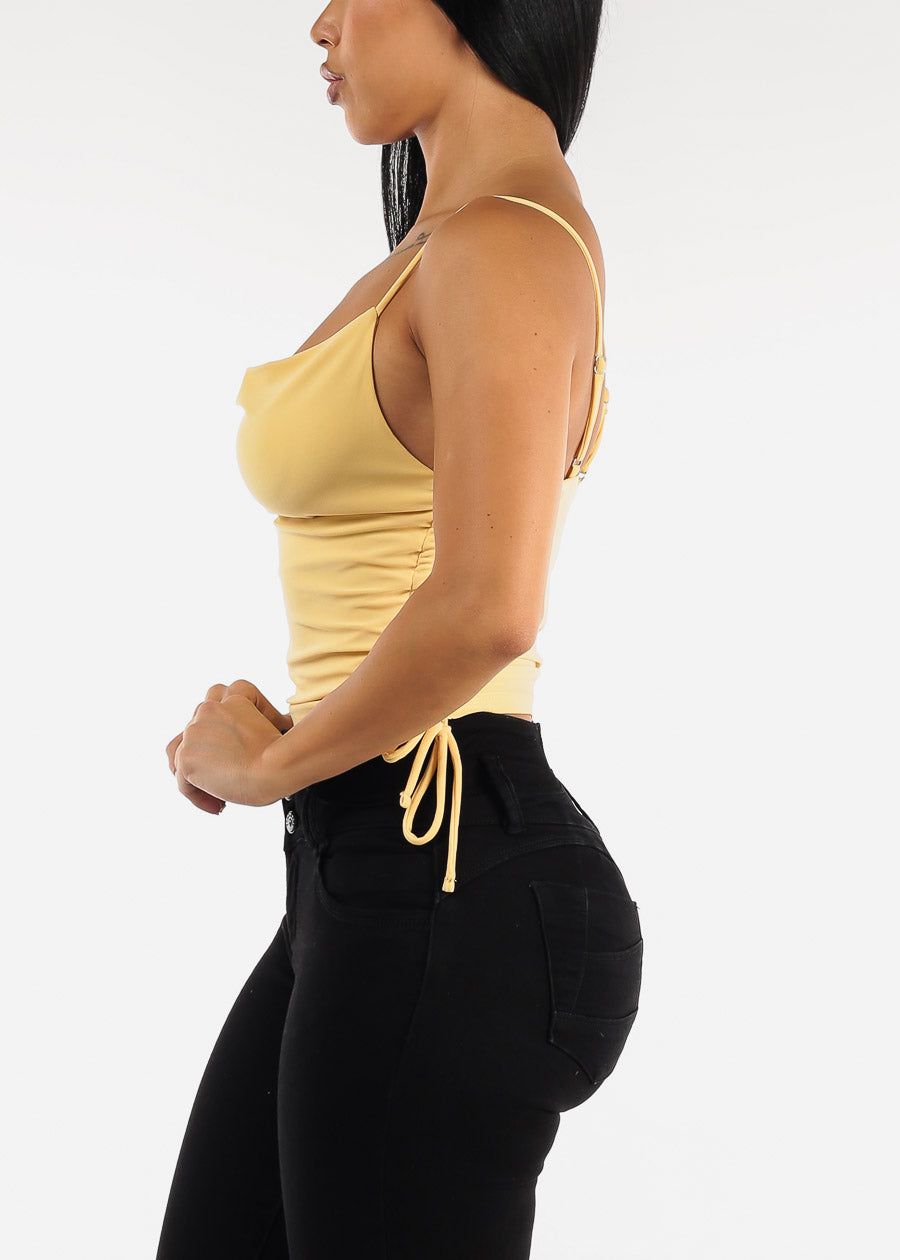 Yellow Sleeveless Side Ruched Tank Top sold by Moda product image thumbnail 3