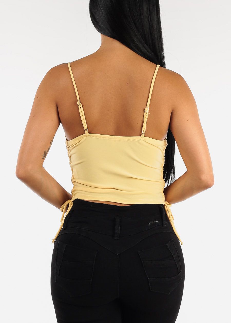 Yellow Sleeveless Side Ruched Tank Top sold by Moda product image thumbnail 4