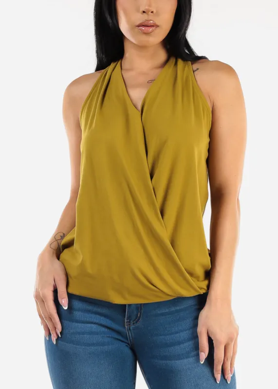 Surplice Halter Tunic Top Olive Mustard sold by Moda