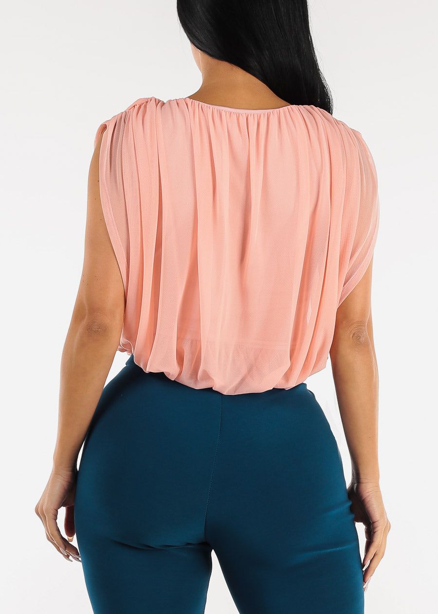 Sleeveless Bubble Hem Blouse Light Pink sold by Moda product image thumbnail 4