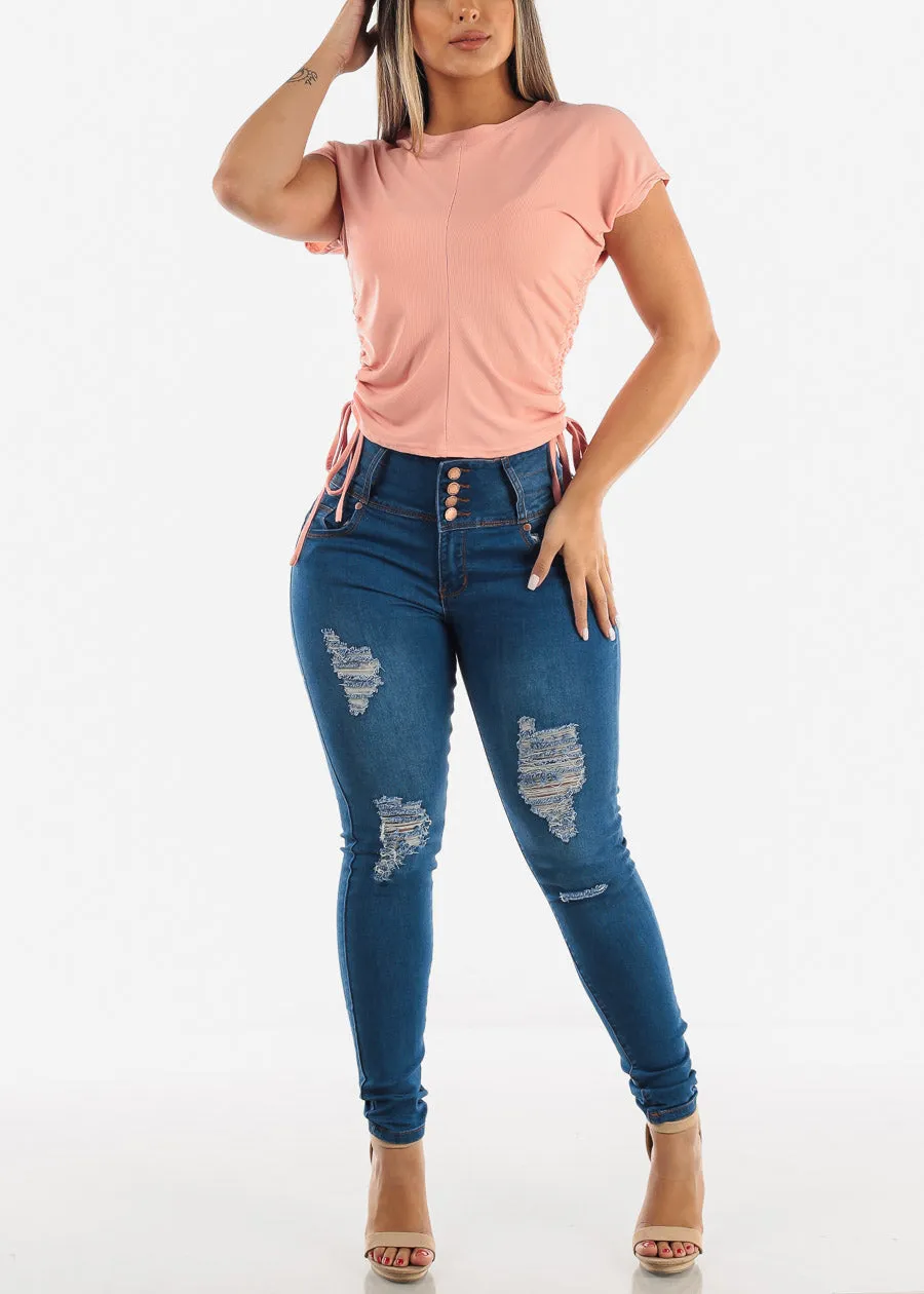 High Waisted Levanta Cola Distressed Jeans sold by Moda product image thumbnail 2